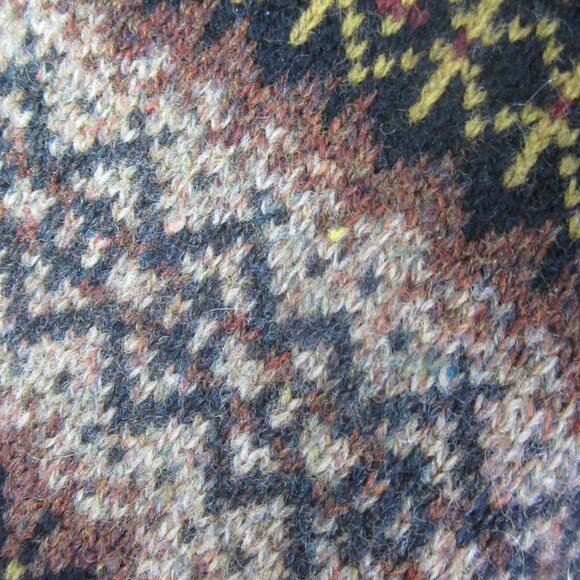 Geoffrey Beene Mens Large Brown Black Lambswool Fair Isle Sweater Crew Neck - Picture 7 of 8